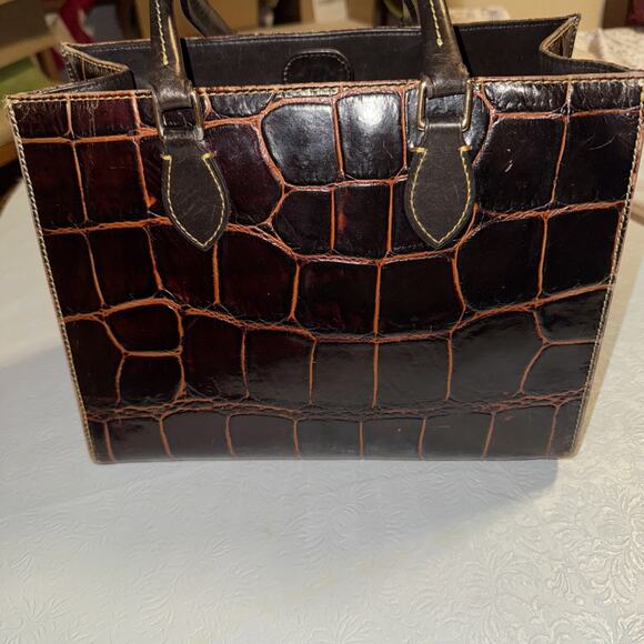 Vintage Dooney & Bourke Leather Square Hand Bag AuthenticConfirmed Medium Size - Picture 5 of 16